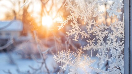 Poster - Frosty Windowpane at Sunrise