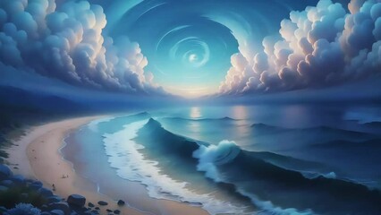 Wall Mural - sunset over the sea, seamless looping