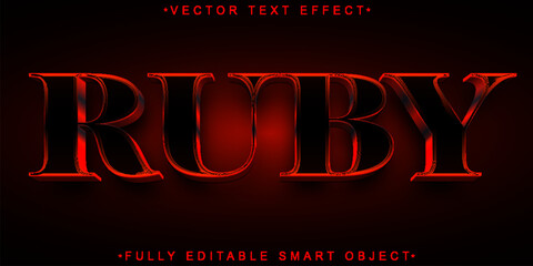 Poster - Red Luxury Shiny Ruby Vector Fully Editable Smart Object Text Effect