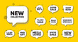 © blankstock - Offer speech bubble icons. New collection tag. New fashion arrival sign. Advertising offer symbol. New collection chat offer. Speech bubble discount banner. Text box balloon. Vector