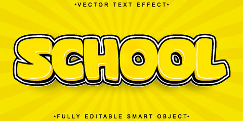 Poster - Collage Yellow Cartoon School Vector Fully Editable Smart Object Text Effect