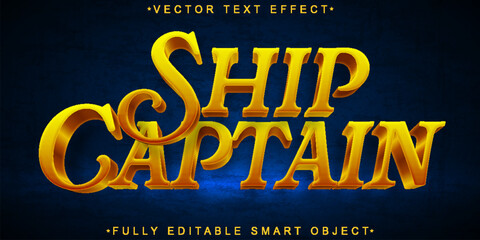 Poster - Shiny Bright Golden Captain Vector Fully Editable Smart Object Text Effect