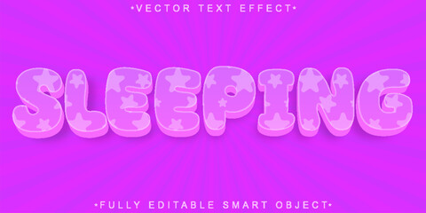 Poster - Purple Sleeping Vector Fully Editable Smart Object Text Effect