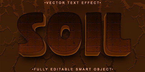 Poster - Cartoon Brown Soil Vector Fully Editable Smart Object Text Effect