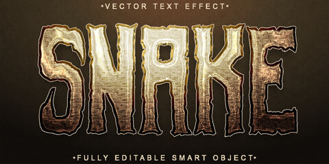 Poster - Brown Phyton Snake Vector Fully Editable Smart Object Text Effect