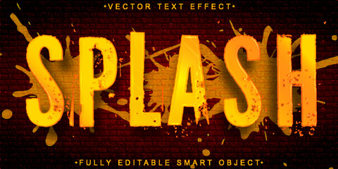 Poster - Colorful Orange Graffiti Splash Paint Vector Fully Editable Smart Object Text Effect