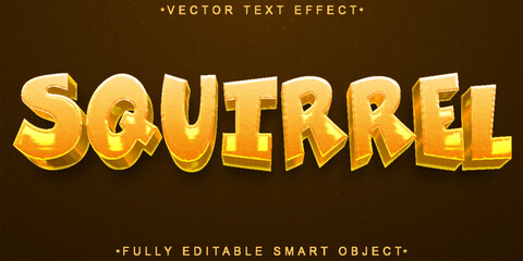 Poster - Brown Squirrel Cartoon Vector Fully Editable Smart Object Text Effect