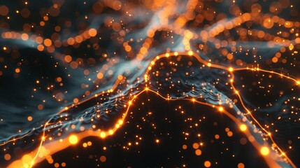 Aufkleber - Dynamic 3D animation of neural network connections with digital data flowing through 6b3fd83bd7d5