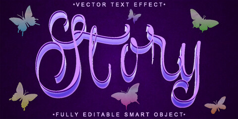Poster - Purple Shiny Story Vector Fully Editable Smart Object Text Effect