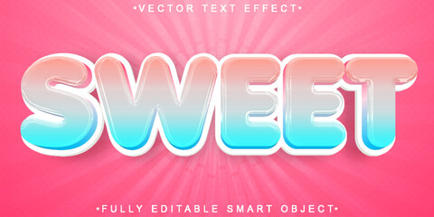 Wall Mural - Cute Soft Sweet Vector Fully Editable Smart Object Text Effect
