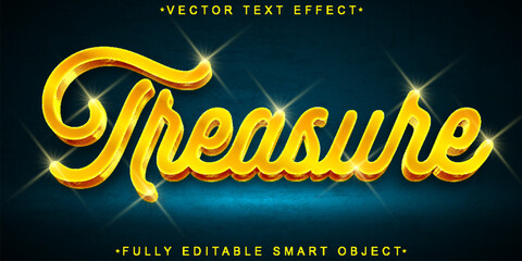 Poster - Cartoon Golden Treasure Vector Fully Editable Smart Object Text Effect