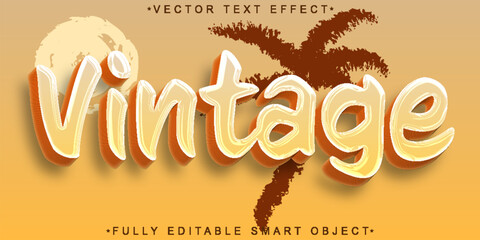 Poster - Vintage Beach Vector Fully Editable Smart Object Text Effect
