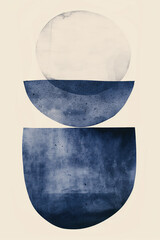 Poster - Minimalist abstract art print. Watercolor wall art. Modern painting. Created with Generative AI technology