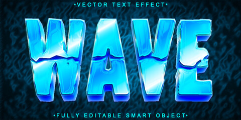 Poster - Cartoon Blue Wave Vector Fully Editable Smart Object Text Effect