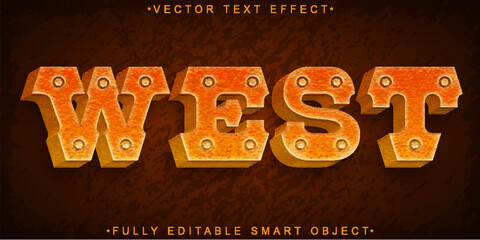 Poster - Brown Wooden Worn West Vector Fully Editable Smart Object Text Effect