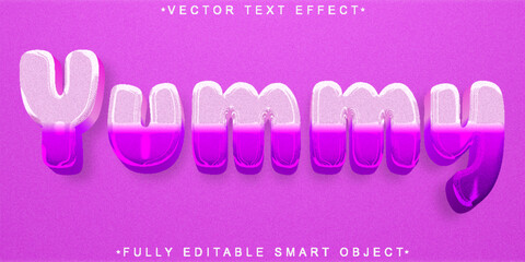 Poster - Cute Pink Purple Colorful Soft Yummy Vector Fully Editable Smart Object Text Effect