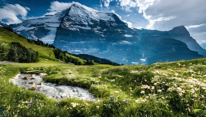 Wall Mural - A view of the Eiger Mountain in the Swiss Alps