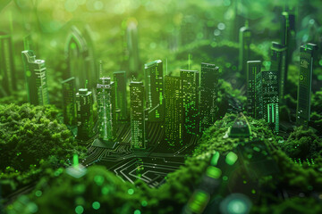 Poster - A city made of green plants and trees