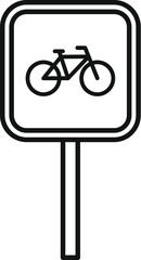 Poster - simple black and white icon of a square bicycle road sign indicating a bike path or lane