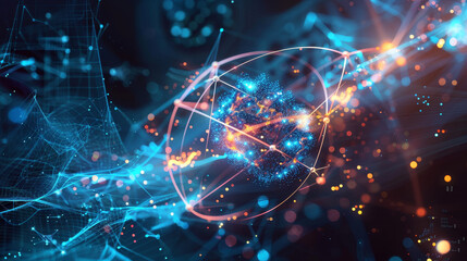 Poster - A colorful, abstract image of a galaxy with a blue and red swirl