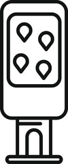 Aufkleber - Line icon of an interactive digital signage kiosk showing location pins, for wayfinding