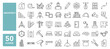 © M Design - Set of 50 line icons related to architect, architecture, project plan, working drawings, interior design, Editable stroke. Vector illustration