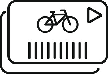 Poster - line icon of a bike sharing app showing a bicycle symbol and a play button, for easy and sustainable