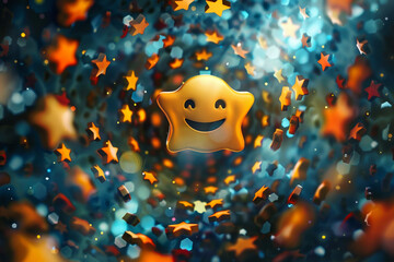 Poster - A smiling star surrounded by a bunch of other stars