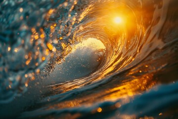 Wall Mural - Wave Curl Illuminated by Sunset