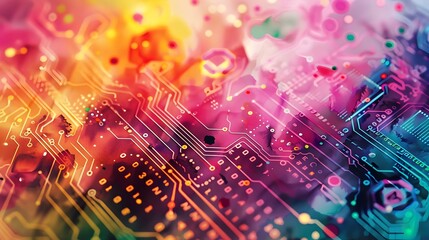 Vibrant Watercolor Coding and 3D Printing Online Security Concept