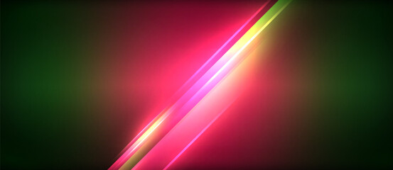 Aufkleber - Neon glowing circle rays, light round lines in the dark, planet style neon wave lines. Energetic electric concept design for wallpaper, banner, background