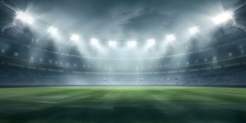 Wall Mural - Night Scene at a Packed Cricket Stadium with Contemporary Design and Illuminating Lights. Concept Cricket Stadium, Night Scene, Contemporary Design, Illuminating Lights