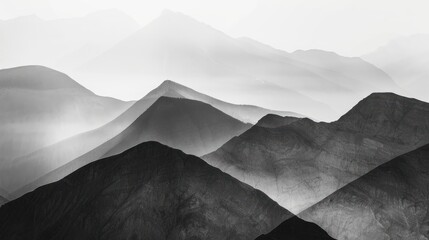 Sticker - Misty Mountain Range in Monochrome