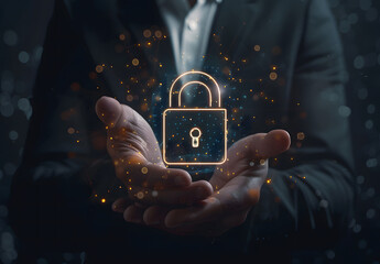 Poster - Cybersecurity and privacy concept, protection network security, and information security system. Protect data, Information, and cyber security technology service design