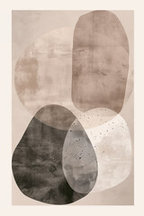 Poster - Minimalist abstract art print. Watercolor wall art. Modern painting. Created with Generative AI technology