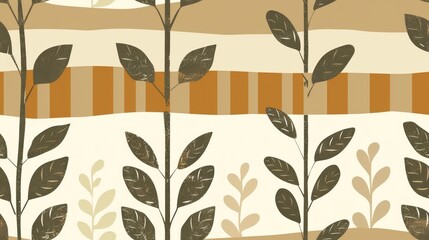 Wall Mural - Abstract Floral Pattern with Brown and Beige Tones