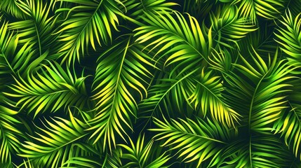 Wall Mural - Tropical Palm Leaves Seamless Pattern
