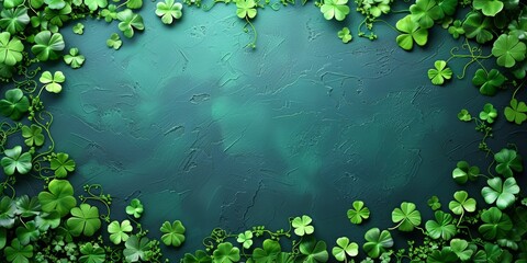 St. Patrick's day background with clover leaves, green 