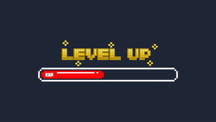 Aufkleber - level up with loading bar in pixel art style .pixel art .8 bit game.retro game. for game assets in vector illustrations.