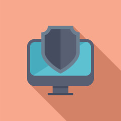 Poster - Shield is covering a computer monitor, representing online security and data protection