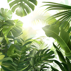 Wall Mural - Tropical Green Leaf Illustration