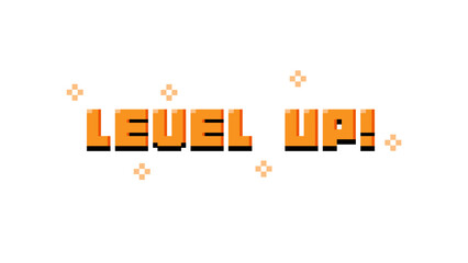 Aufkleber - LEVEL UP.pixel art .8 bit game.retro game. for game assets in vector illustrations.	