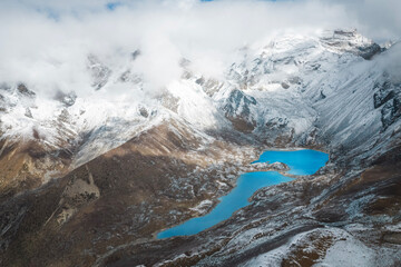 the blue lake at the north of mt everset
