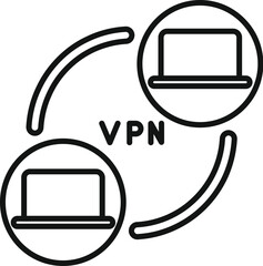 Poster - secure connection concept with two laptops exchanging data through vpn