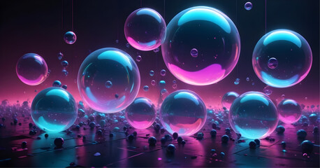 Abstract Sphere Background with Neon Lights