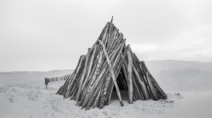 Wall Mural - A pyramid-shaped structure is standing in the middle of a desert