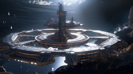 Wall Mural - spaceships in outer space.