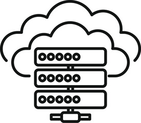 Poster - Line icon of a cloud computing server data center connecting to a network