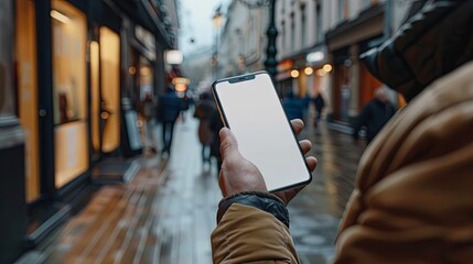 A man uses a mobile phone with white screen
