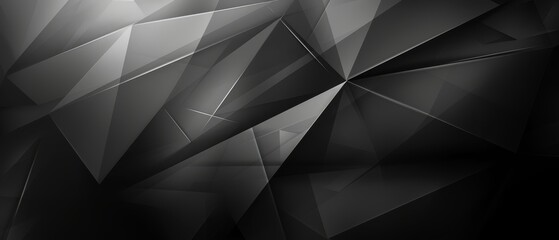 Poster -  A black-and-white abstract backdrop features a multitude of small triangles arranged in the image's center The center is also dominated by a black background, intricately ad
